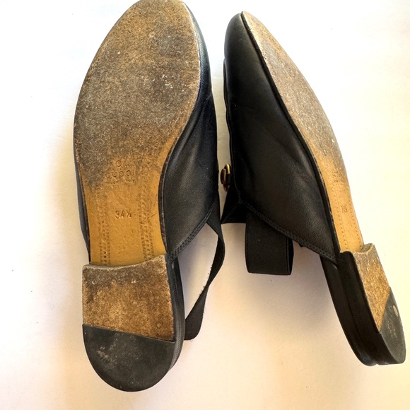 Gucci Black Leather Princetown Elastic Slingback Slipper Mule Flat sz 34.5/4.5 - Picture 13 of 16
